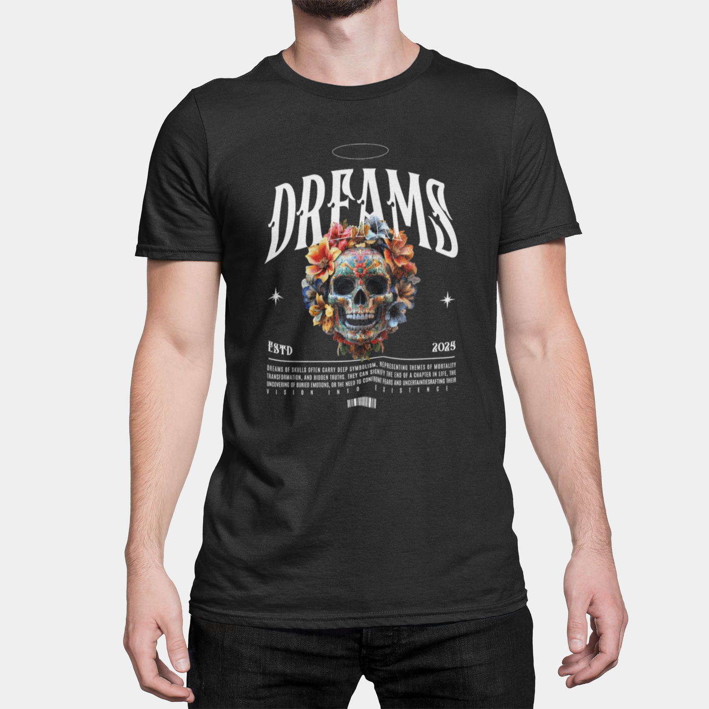 Tricou Unisex Streetwear Floral Skeleton
