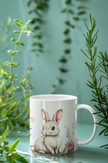 Cana Ceramica Floral Bunny